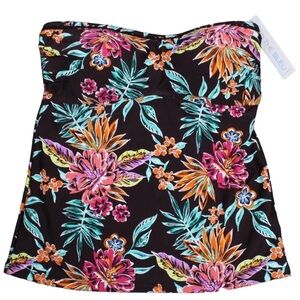 NWT Into the Bleu by Amerex Brown Floral Tankini Top Size 6 Strapless Swimsuit